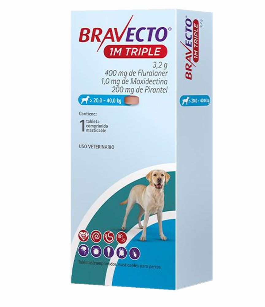 Bravecto Triple 20-40 KG antipulgas para perros antipulgas masticable